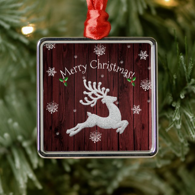 Ornement en céramique Red Rustic Christmas Reindee (Arbre)