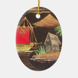 Ornement En Céramique Red Sailboat Paysage peinture à l'huile Imprimer