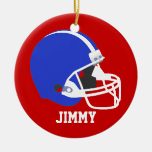 Ornement En Céramique Red, White, & Blue Football Helmet Ornament