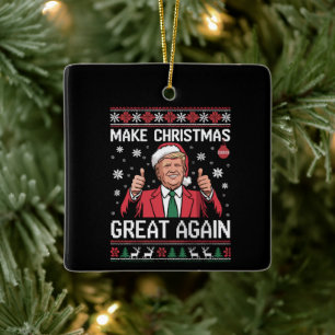 Ornement En Céramique Refaire Noël Grande Encore Trump Pyjama Noël Moche