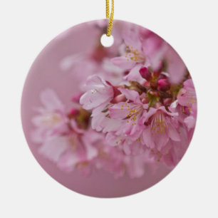 Ornement En Céramique Reflets Rose Pâle des Fleurs de Cerisier Sakura