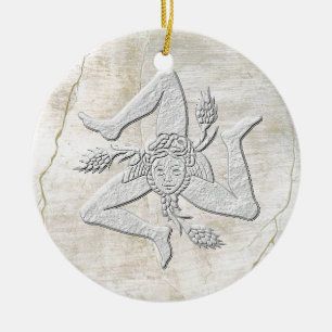 Ornement En Céramique Regard vintage sicilien de fresque de Trinacria