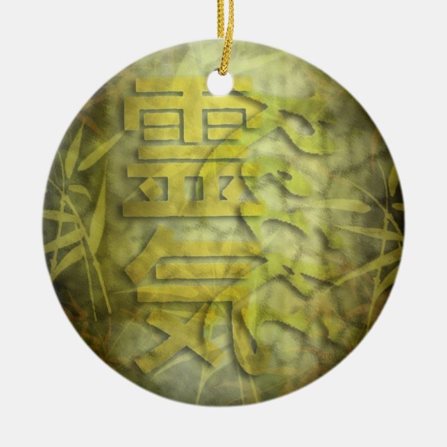 Ornement En Céramique REIKI / conception en bambou (Devant)