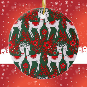 Ornement en céramique Reindeer vintage