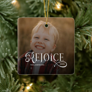 Ornement En Céramique Réjouissez-vous Photo Religieux Chrétien de Noël