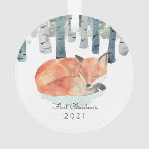 Ornement en céramique renard d'hiver
