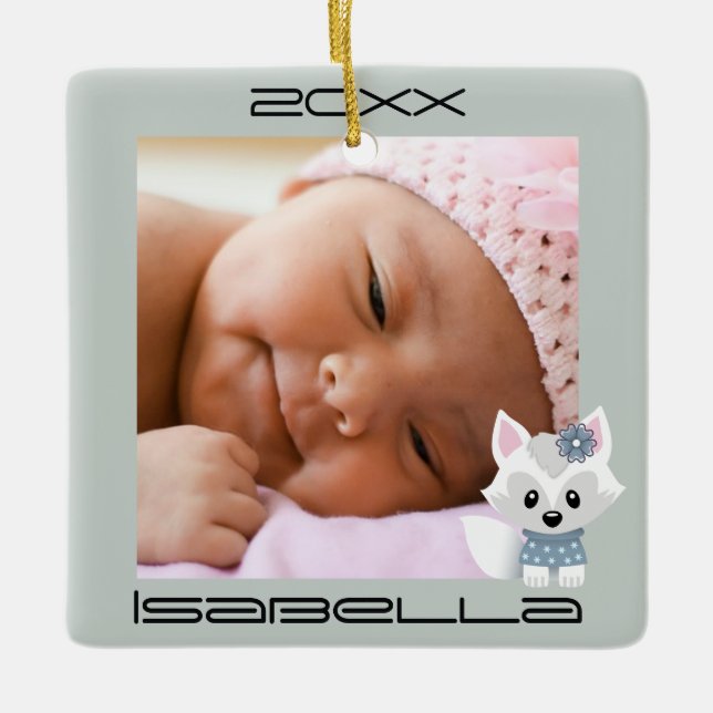 Ornement En Céramique Renards d'hiver (Devant)