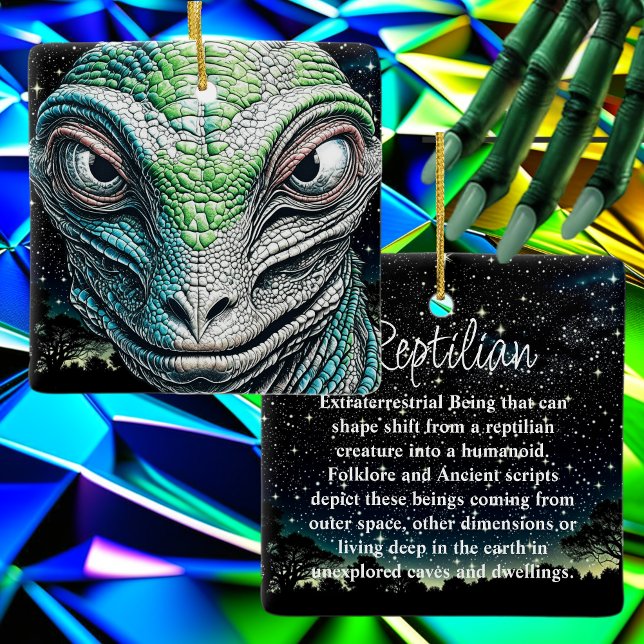 Ornement En Céramique Reptilian Lizard Homme Alien Extraterrestre En cou (Créateur téléchargé)