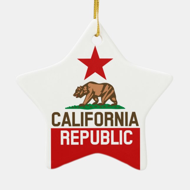 Ornement En Céramique RÉPUBLIQUE DE CALIFORNIE Drapeau d'Etat Grand Étoi (Dos)