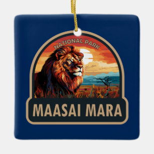 Ornement En Céramique Réserve nationale de Massai Mara Lion Travel Art