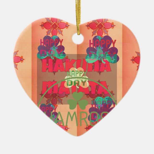 Ornement En Céramique Restez béni Bonne Saint Patrick Jour Hakuna Mata (Devant)