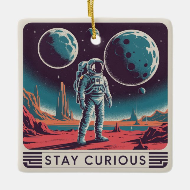 Ornement En Céramique Restez Curieux (Devant)