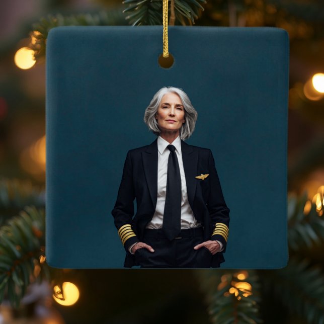 Ornement En Céramique Retirement Pilot Airplane Nato Letter Custom Photo (Créateur téléchargé)