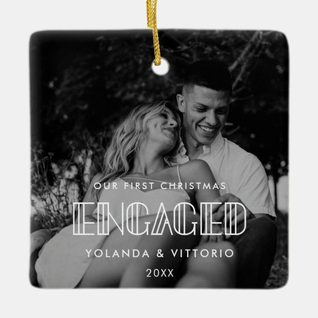 Ornement En Céramique Retro art déco Notre première photo engagée de Noë (Devant)