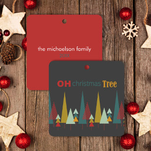 Ornement En Céramique Retro Gris coloré Oh Noël Arbre vacances