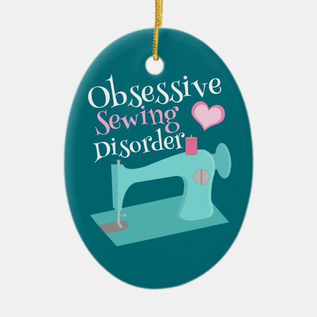 Ornement En Céramique Rétro ouvrière couturière mignonne de machine à (Devant)