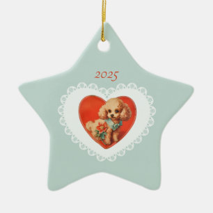 Ornement En Céramique Retro Vintage Coquette Pastel Bébé Animaux Chien