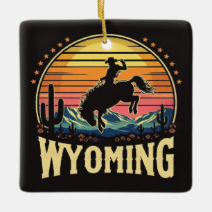 Ornement En Céramique Retro Wyoming Cowboy