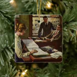 Ornement En Céramique Réunion vintage d'affaires, Bureau avec les cadres