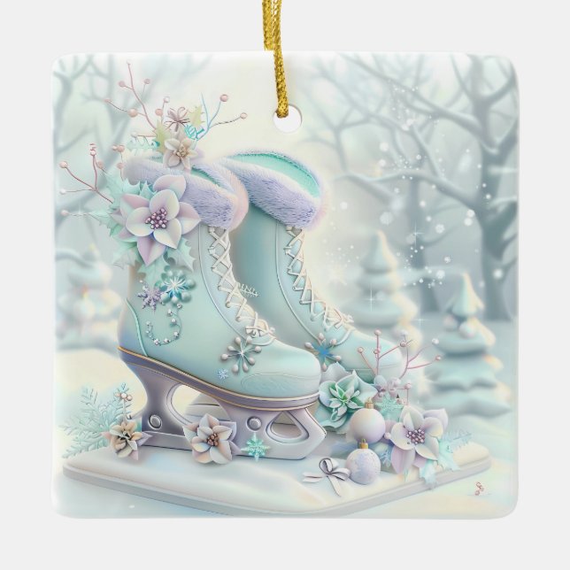 Ornement En Céramique Rêve Noël Patinage de glace Ornament (Devant)