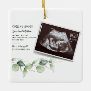 Ornement En Céramique Révélation bébé Eucalyptus Annonce de grossesse bo