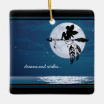 Ornement En Céramique rêves et souhaits - Pleine lune et Fairy Beach<br><div class="desc">rêves et souhaits ~ Pleine lune sur l'eau,  Fairy et Boho Arrow Beach Vacances Arbre de Noël Ornement céramique - Personnalisez avec un nom,  une année ou tout texte que vous souhaitez ajouter.  -</div>
