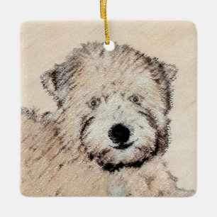 Ornement En Céramique Revêtu doux Roue Peinture Terrier Art original