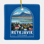 Ornement En Céramique Reykjavík Islande Travel Art Vintage<br><div class="desc">Reykjavík design de déplacement vectoriel rétro. Reykjavík est la capitale la plus septentrionale d'un État souverain dans le monde. C'est l'une des villes les plus propres,  les plus vertes et les plus sûres du monde.</div>