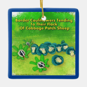 Ornement En Céramique Rick London Funny Bordure Collie Fleur