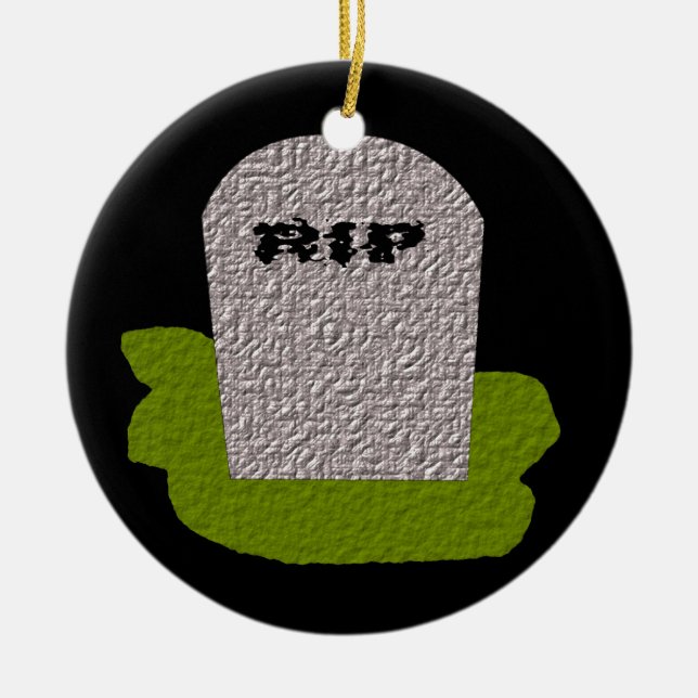Ornement En Céramique RIP Tombstone Happy Halloween Personnalisé (Devant)