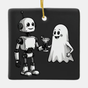 Ornement En Céramique Robot Shake Fantôme Éffrayant Halloween rébotique