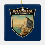 Ornement En Céramique Rocher de Gibraltar Travel Art Vintage<br><div class="desc">Rocher de Gibraltar dans un style vectoriel. Le Rocher de Gibraltar est un promontoire de calcaire monolithique situé sur le territoire britannique de Gibraltar,  près de la pointe sud-ouest de l'Europe sur la péninsule ibérique.</div>