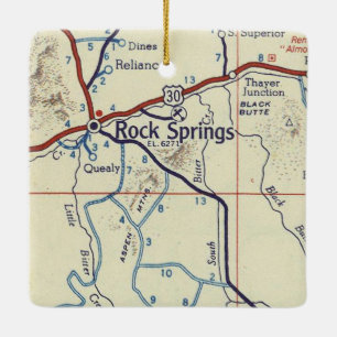 Ornement En Céramique Rock Springs WY Carte Vintage