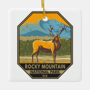Ornement En Céramique Rocky Mountain National Park Colorado Elk Vintage 