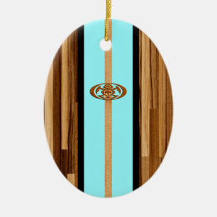 Ornement En Céramique Rocky Point Hawaiian Ingénié FauxWood Surfboard