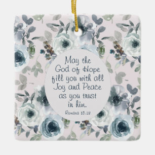 Ornement En Céramique Romains 15:13 Dieu de l'Espoir, Floral