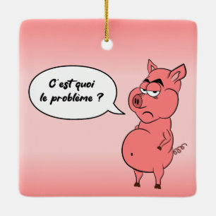 Ornement En Céramique Ronchon le cochon