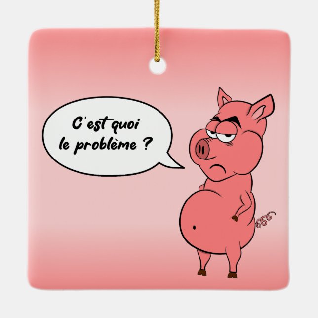 Ornement En Céramique Ronchon le cochon (Dos)