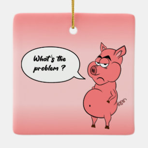 Ornement En Céramique Ronchon le cochon