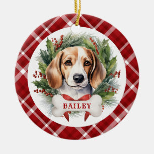 Ornement en céramique rond Beagle