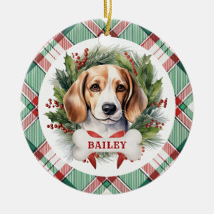 Ornement en céramique rond Beagle