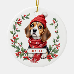 Ornement en céramique rond Beagle