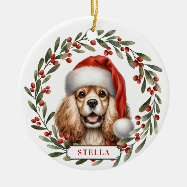 Ornement en céramique rond Chien Cocker Spaniel (Devant)