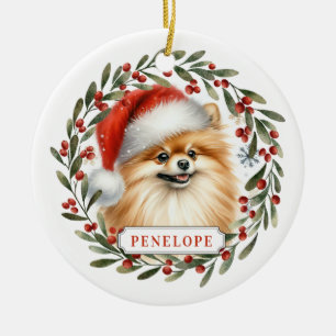 Ornement en céramique rond de Pomeranian