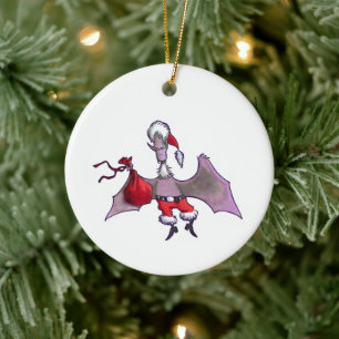 Ornement en céramique rond Santa Bat