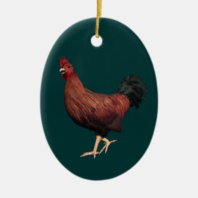 Ornement En Céramique Rooster rouge (Devant)