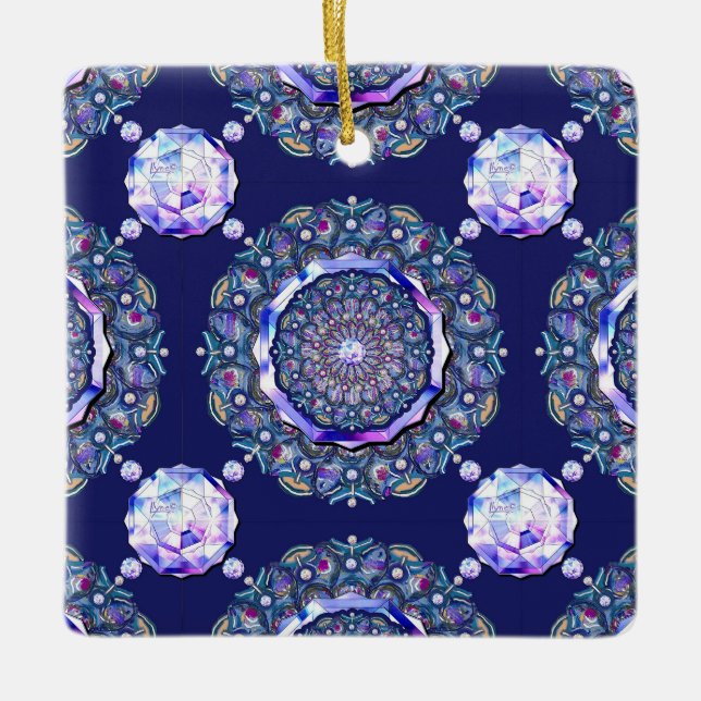 Ornement En Céramique rosace bleue (Devant)