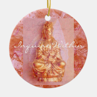 Ornement En Céramique Rose-Bronze Kwan Yin