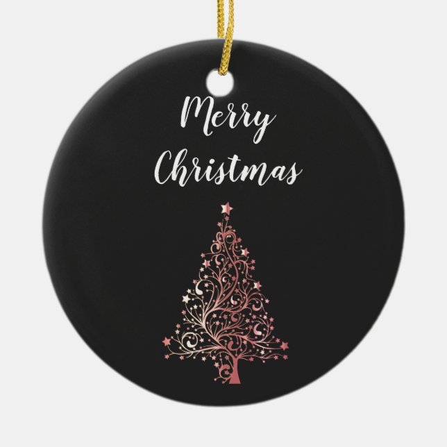 Ornement En Céramique rose de Noël élégant et moderne (Devant)