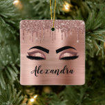 Ornement En Céramique Rose Gold Glitter Sparkle Eyelashes Monogram<br><div class="desc">Rose Gold Faux Foil Metallic Sparkle Parties scintillant en métal brossé Monogramme Nom et cils initiaux (cils), Extensions Eyelash et Yeux Blush Pink Ornements. Le design fait le cadeau parfait pour 16 ans, mariage, douche nuptiale, Noël, anniversaire, baby shower ou bachelorette pour quelqu'un à la recherche d'un style cool tendance....</div>